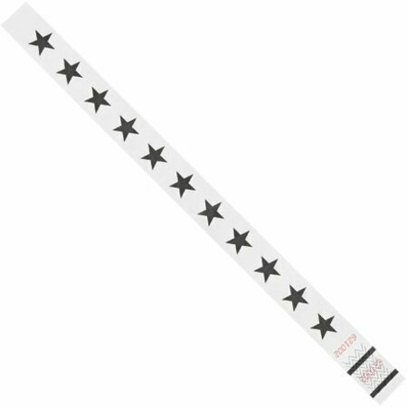 BSC PREFERRED 3/4 x 10'' White Stars Tyvek Wristbands, 500PK S-15233W